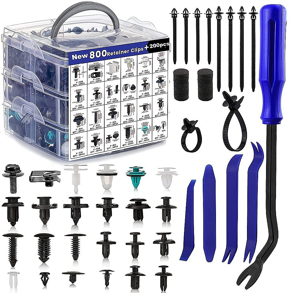 V63-850201-189252-00 1000PCS Car Retainer Clips Auto Fasteners Push Trim Clips Pin Rivet Bumper Kit - Image 1