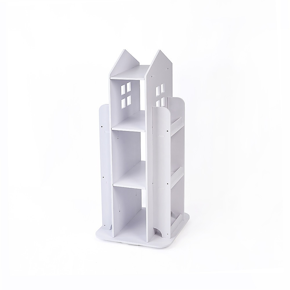 V63-929921-202503111105-00 Rotating Bookcase Bookshelf Kid's Book Organiser Rack Wooden Castle Display Shelf - Image 1