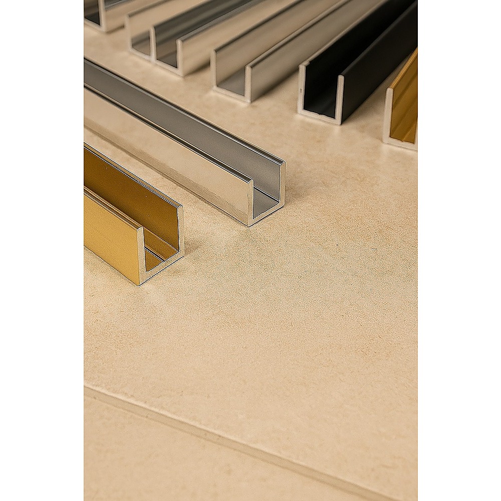 V63-931121-202508071753-00 Glass Shower Screen 210cm Wall Channel in Gunmetal - Image 1