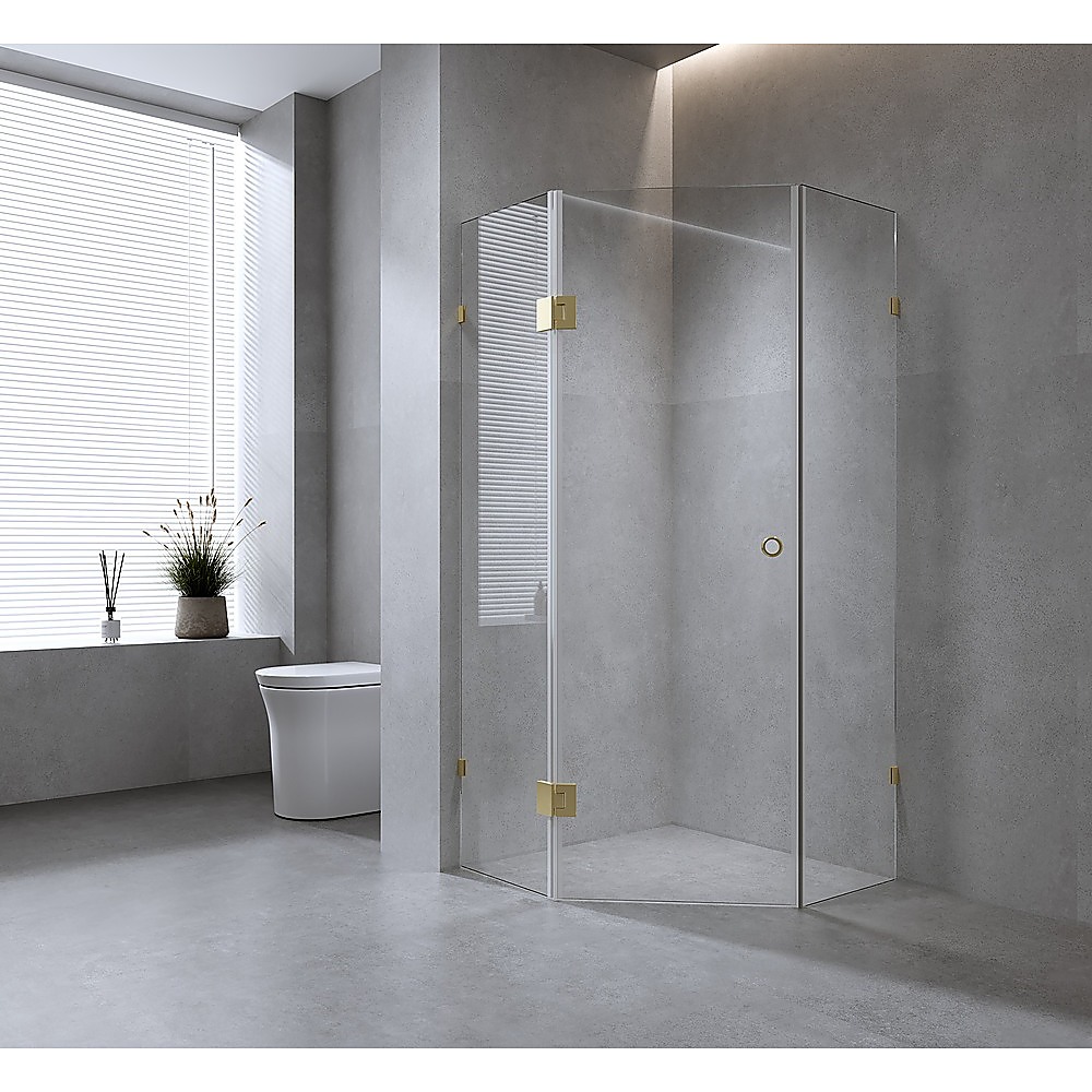 V63-932591-211529-00 100cm Frameless Diamond Shower Screen with Chrome Brackets and SS Hinges - Image 1
