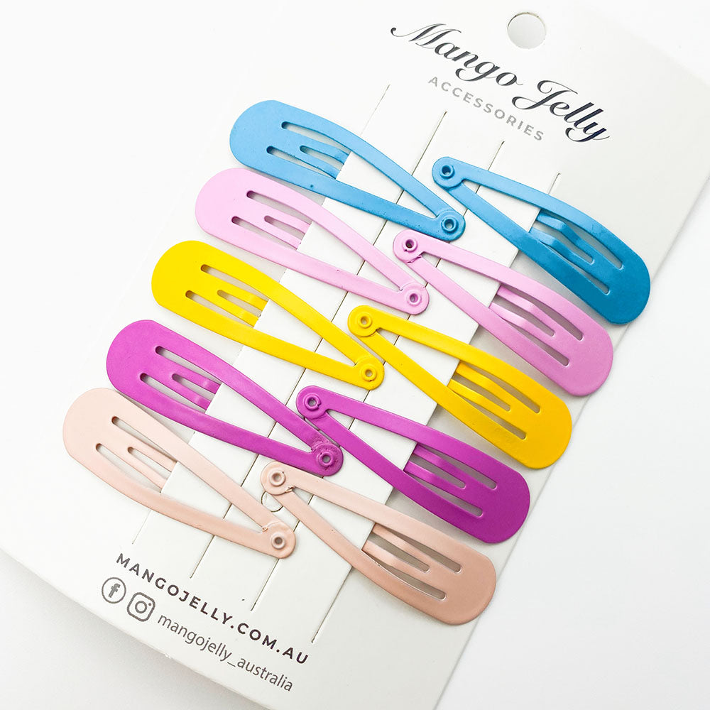V659-HC-5CM-10P-BASIC-POP-2-M-160863-00 MANGO JELLY Everyday Snap Hair Clips (5cm) - Pop - Twin Pack - Image 1