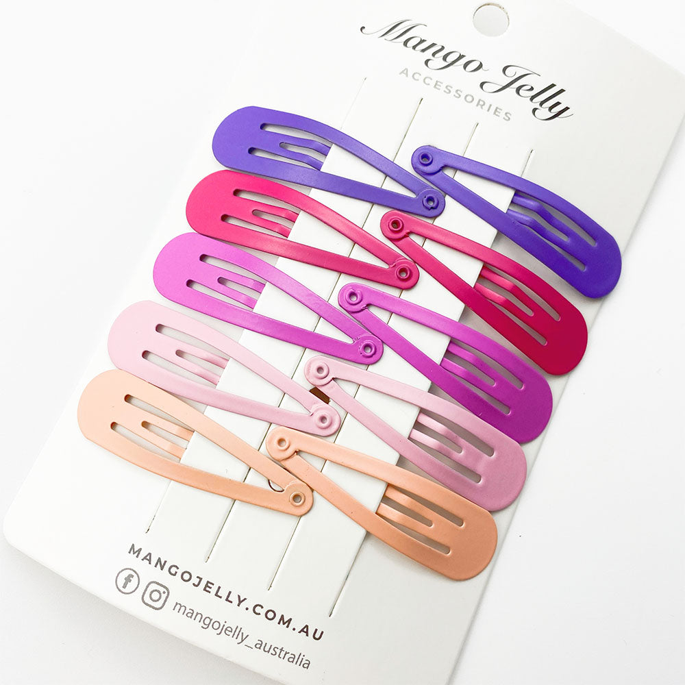 V659-HC-5CM-10P-BASIC-VIOLET-1-M-160844-00 MANGO JELLY Everyday Snap Hair Clips (5cm) - Violet - One Pack - Image 1