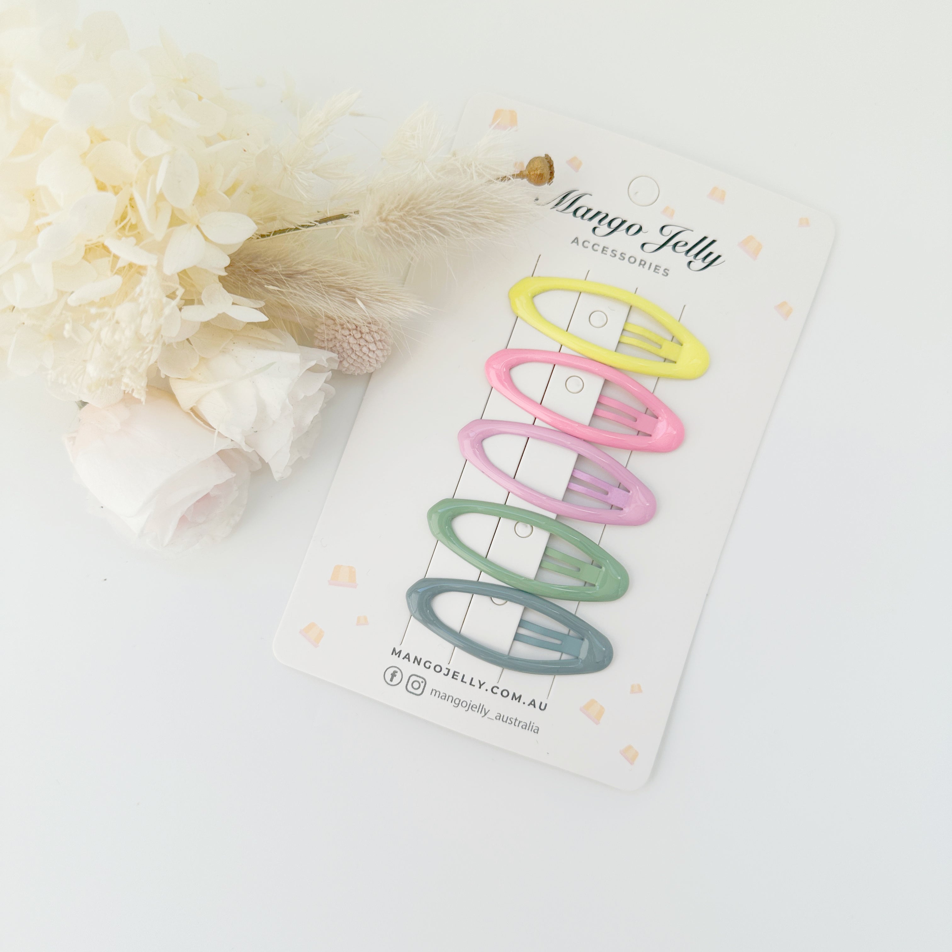 V659-HC-BUTTERCREAM-CANDY-OVAL-2-M-160821-00 MANGO JELLY Butter Cream Hair Clips Collection - Candy Oval - Twin Pack - Image 1