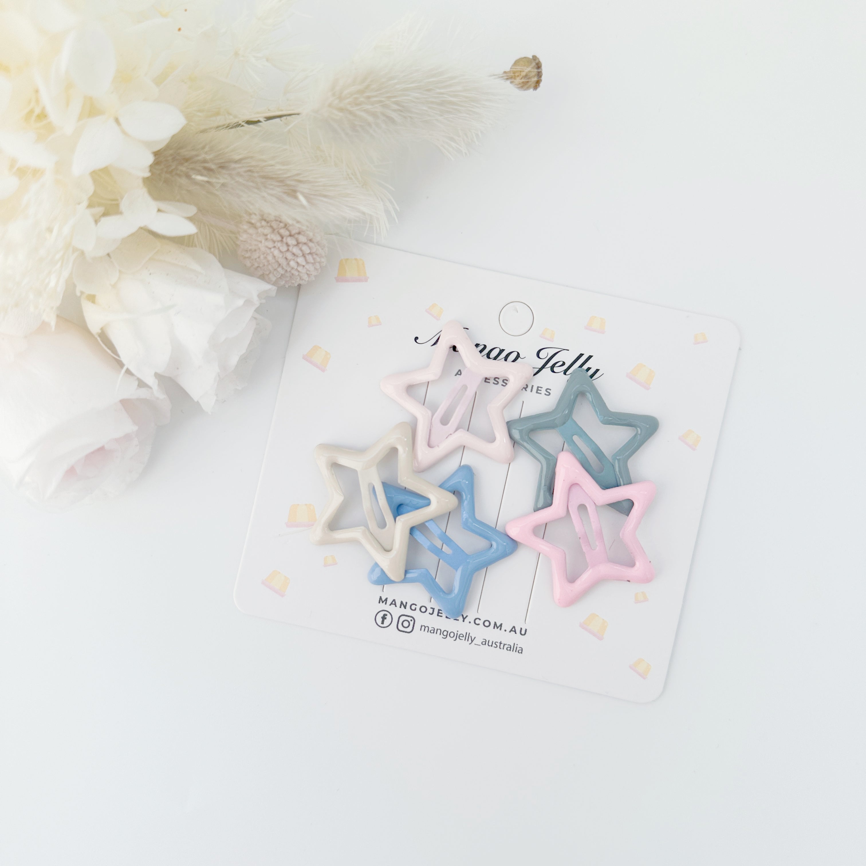 V659-HC-BUTTERCREAM-ICECREAM-STAR-1-M-160806-00 MANGO JELLY Butter Cream Hair Clips Collection - Ice cream Stars - One Pack - Image 1