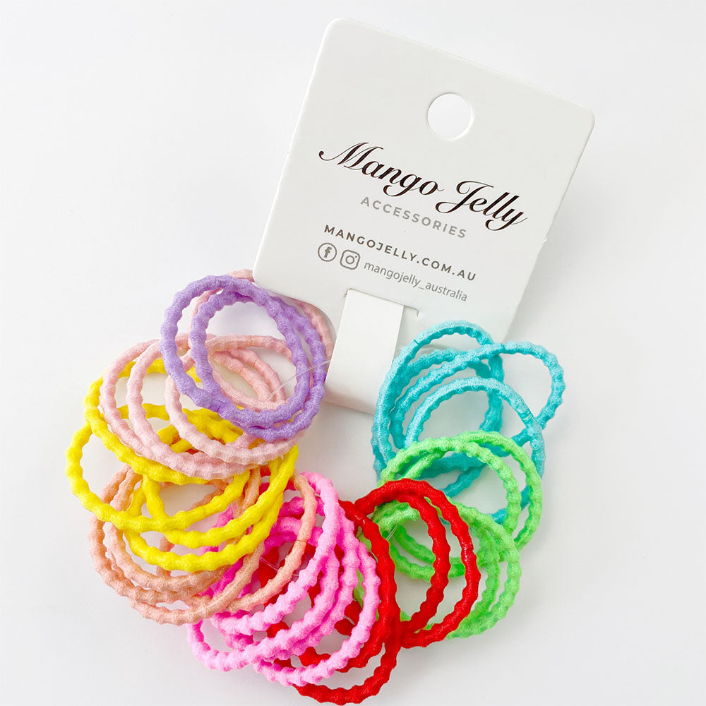 V659-HT-3CM-30P-BUBBLY-NEON-3-M-161000-00 MANGO JELLY Kids Hair Ties (3cm) - Bubbly Neon - Three Pack - Image 1