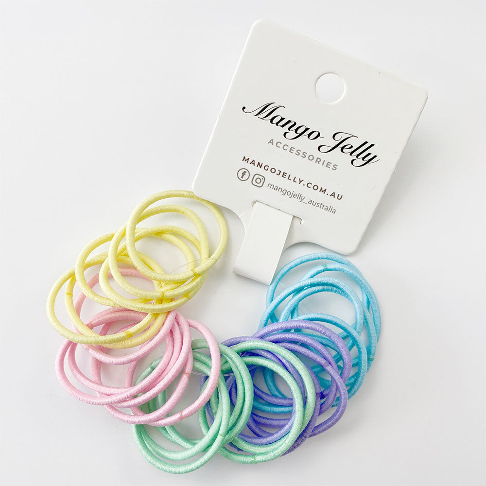 V659-HT-3CM-30P-CLASSIC-PASTEL-3-M-161040-00 MANGO JELLY Kids Hair Ties (3cm) - Classic Soft Pastel - Three Pack - Image 1