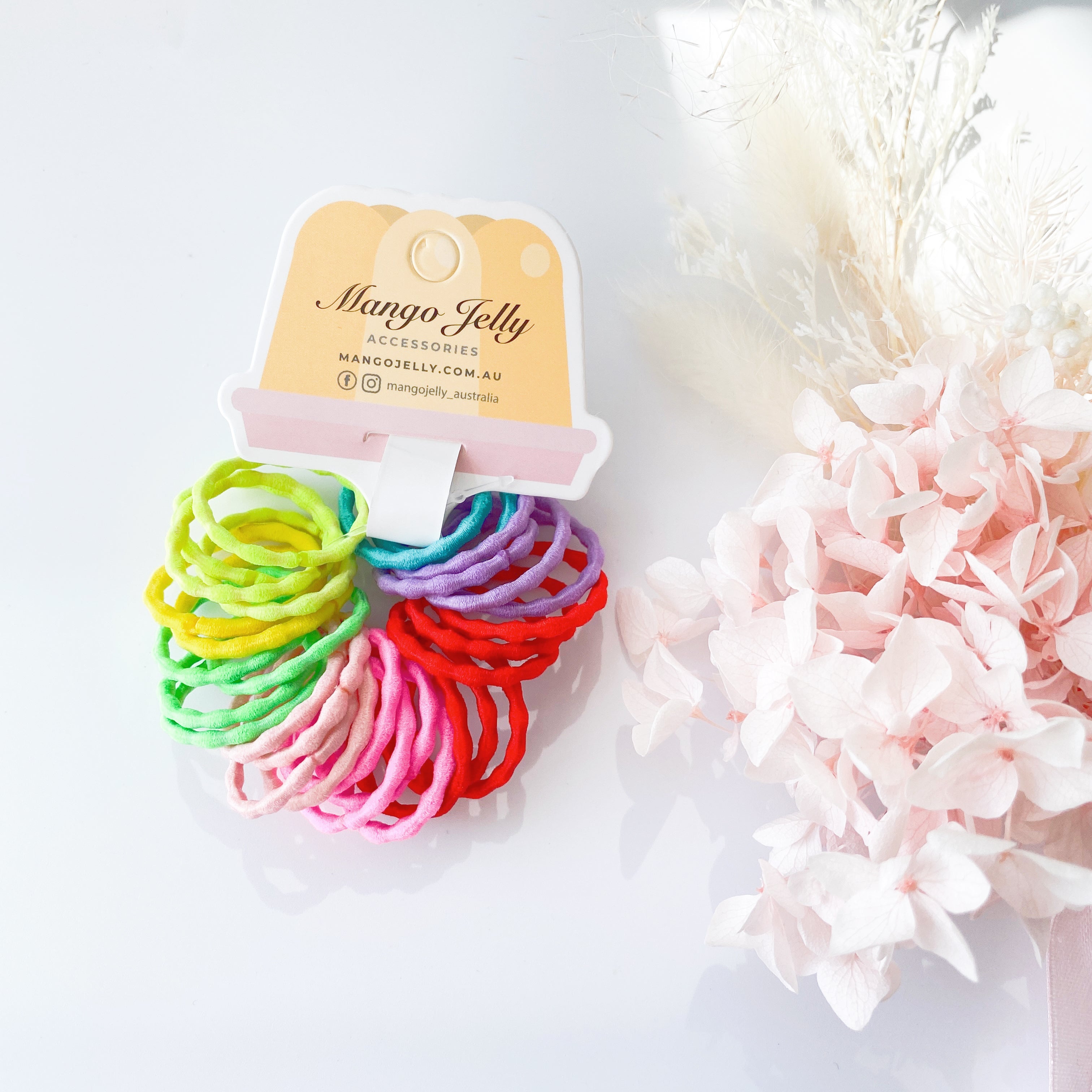 V659-HT-3CM-30P-SILKYPOP-MIXED-3-M-161016-00 MANGO JELLY Kids Hair Ties (3cm) - Silky Pop Mixed - Three Pack - Image 1