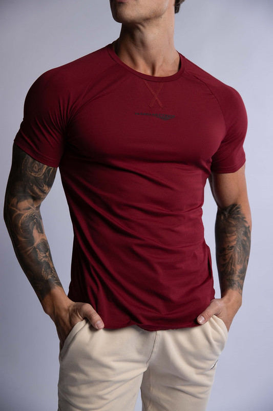 V697-RAGLAN-CREW-TEE-BURGUNDY-LARGE-218013-00 HARD HITTERS RAGLAN CREW TEE BURGUNDY LARGE - Image 1