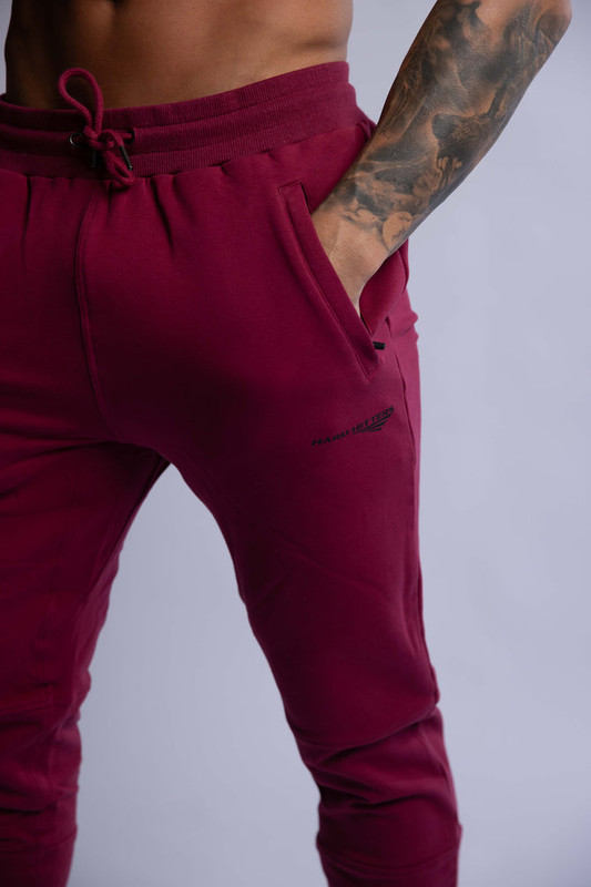 V697-SLIM-FIT-TERRY-JOGGERS-BURGUNDY-LARGE-218133-00 HARD HITTERS SLIM FIT TERRY JOGGERS BURGUNDY LARGE - Image 1