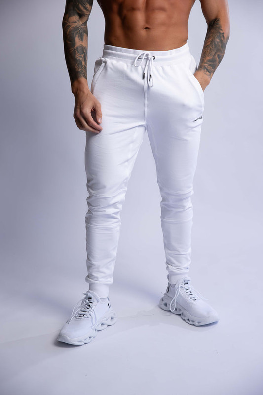 V697-SLIM-FIT-TERRY-JOGGERS-WHITE-MEDIUM-202505141610-00 HARD HITTERS SLIM FIT TERRY JOGGERS WHITE MEDIUM - Image 1