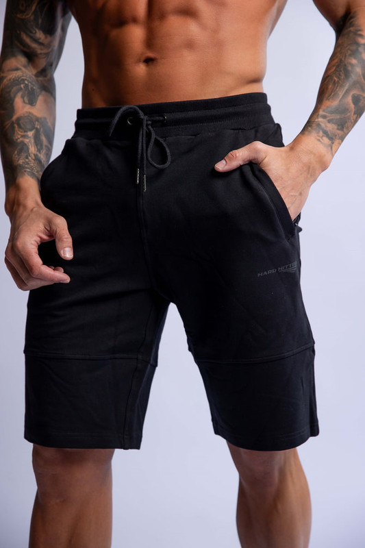 V697-SLIM-FIT-TERRY-SHORTS-BLACK-MEDIUM-218111-00 HARD HITTERS SLIM FIT TERRY SHORTS BLACK MEDIUM - Image 1