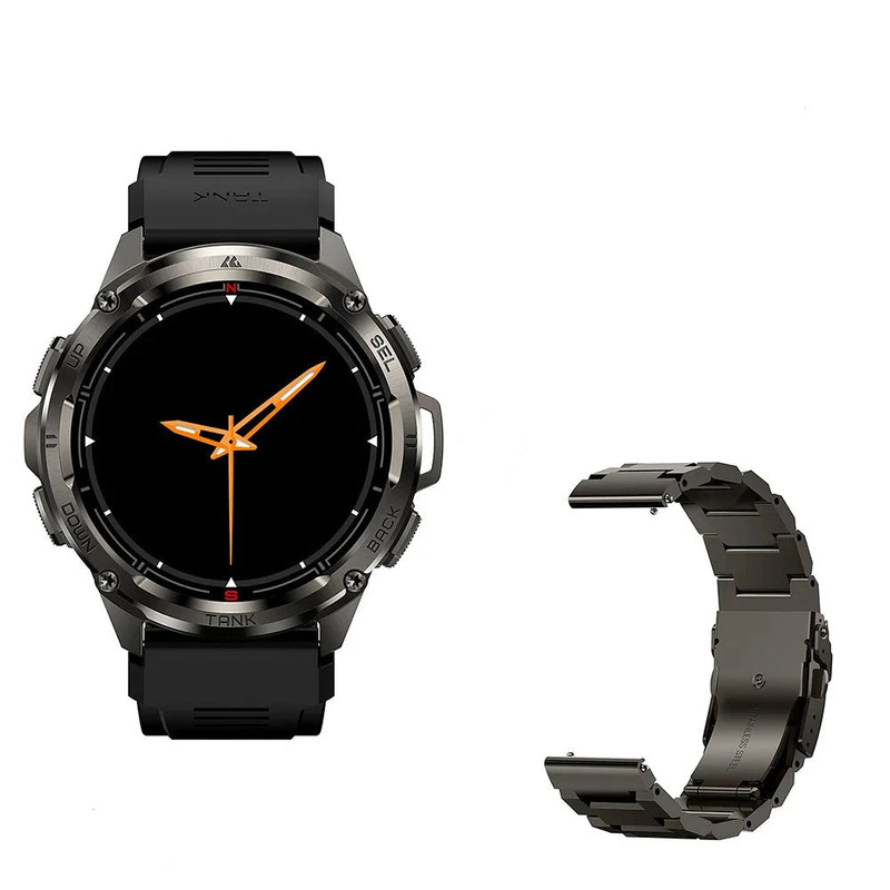 V728-1005006851800028-BLACK-N-STRAP-FILM-190577-00 NNEOBA Ultra GPS Smart Watch 470mAh Digital Fitness Tracker with Bluetooth - Image 1