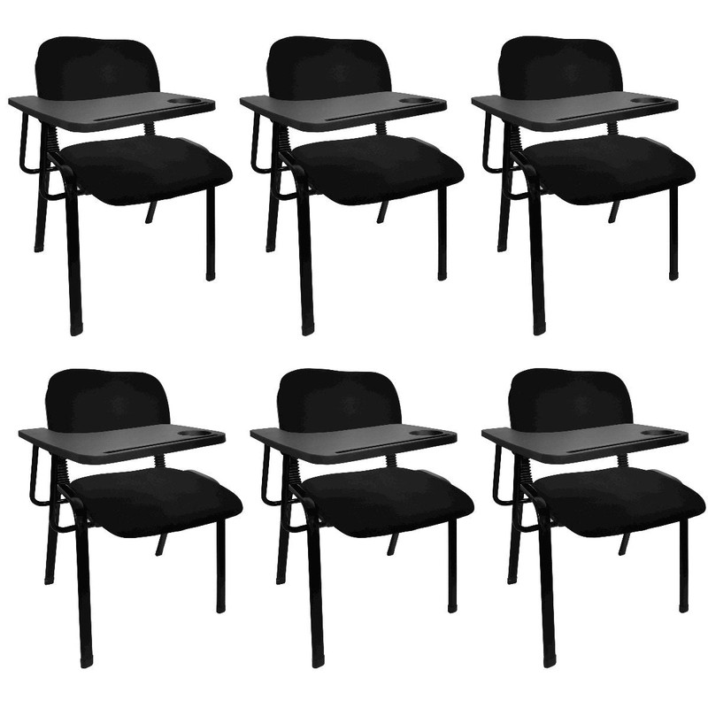V728-AD-0256-TP-BK-187694-00 NNECN Lecture Chair with Table Top for Classroom Lecture Training Conference (Set of 6-Black) - Image 1
