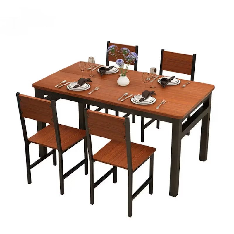 V728-NNE003-DINING-SET-187658-00 NNECN Wood & Steel Dining Set (Oak & Black) - Image 1