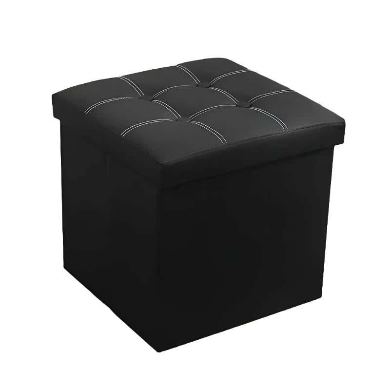 V728-XT132583-190428-00 NNETM Faux Leather Storage Ottoman - Black, 55L - Image 1