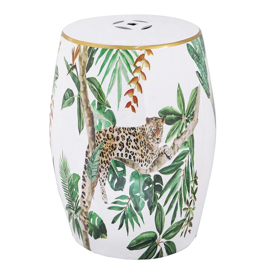 V742-2193DS-200401-00 LEOPARD CERAMIC STOOL - Image 1