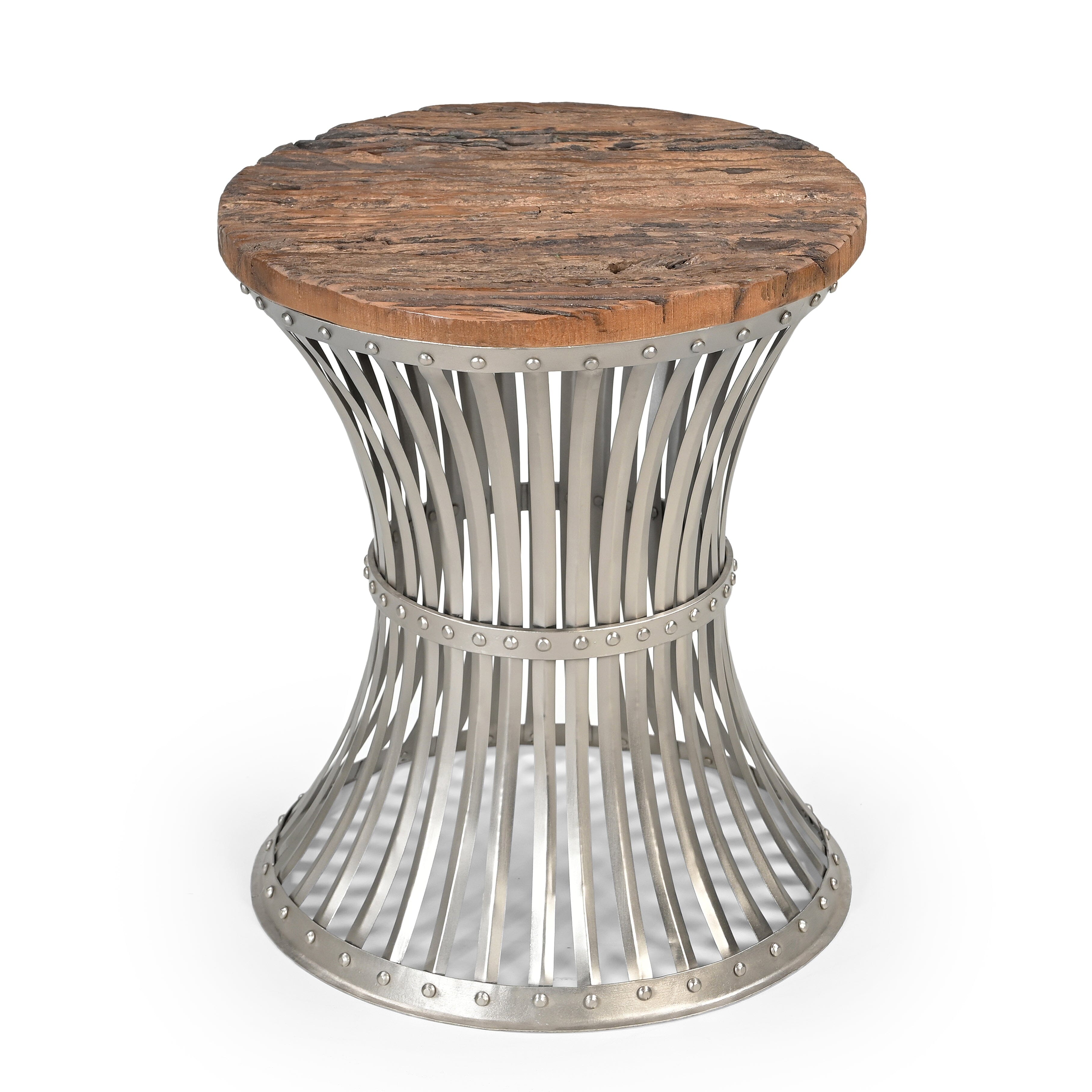 V742-M10386-200299-00 INVERTED WOOD AND IRON SIDE TABLE - Image 1