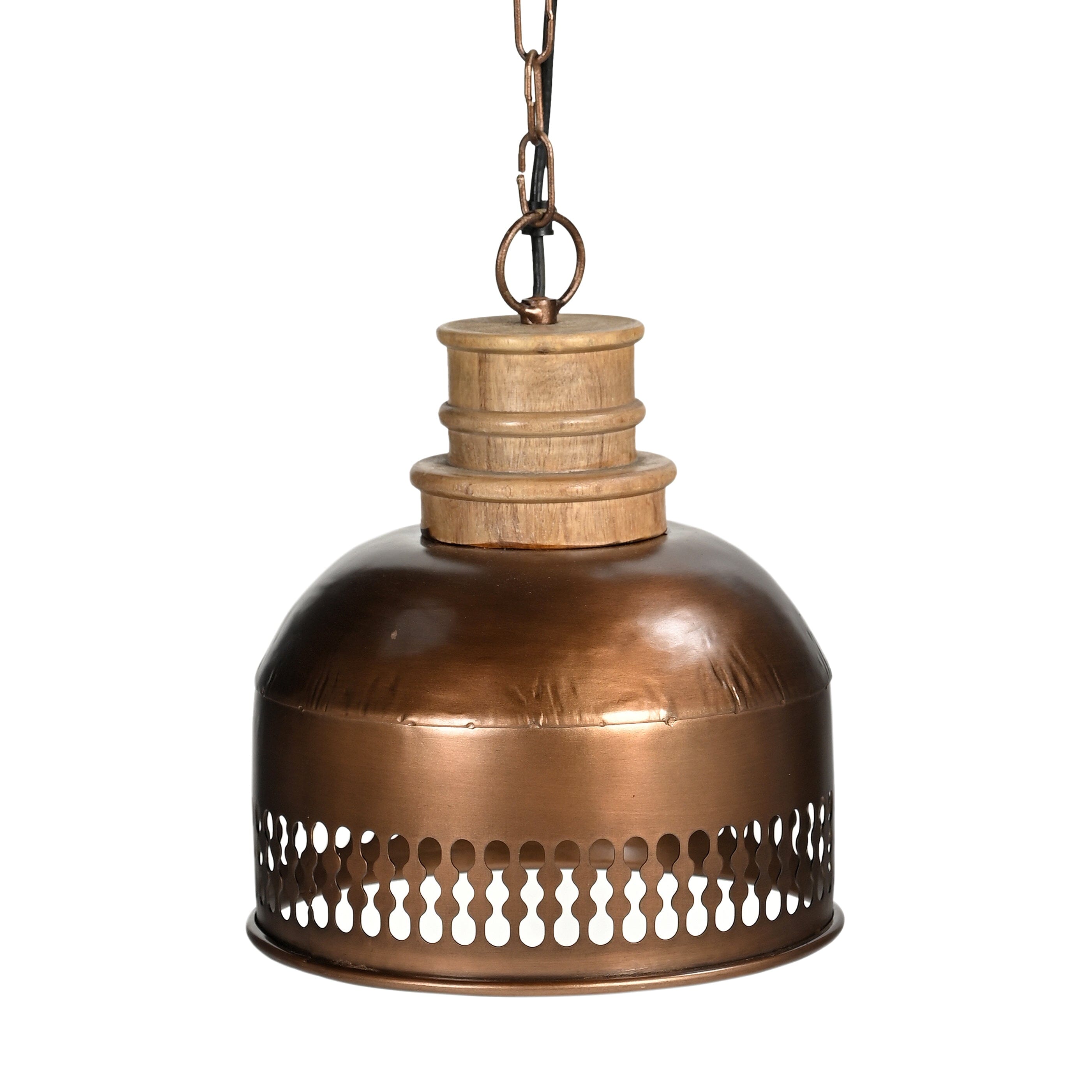 V742-M10836-202505081015-00 COPPER CUT-OUT AND WOOD LAMPSHADE - Image 1