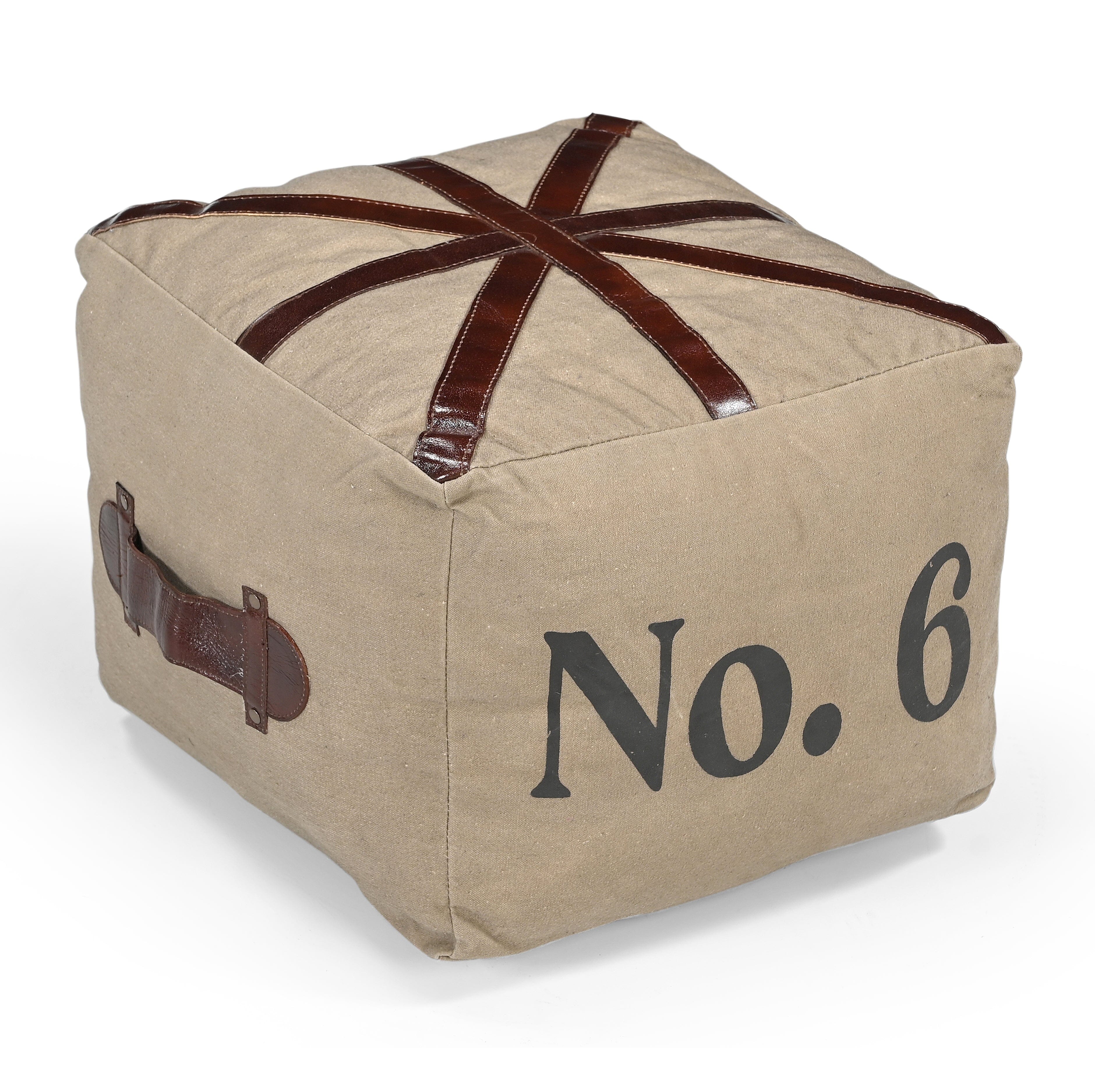 V742-M1779-200338-00 N0 6 SQUARE LEATHER OTTOMAN - Image 1