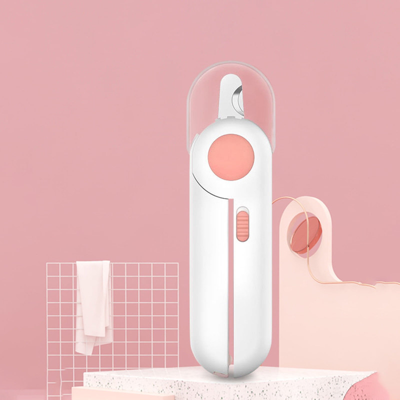 V888-ELOSUNG10097-205820-00 Pet Nail Clippers Set with LED Light and Safety Guard, Grinder for Cats & Small Animals, Clippers for Dogs, Pink - Image 1