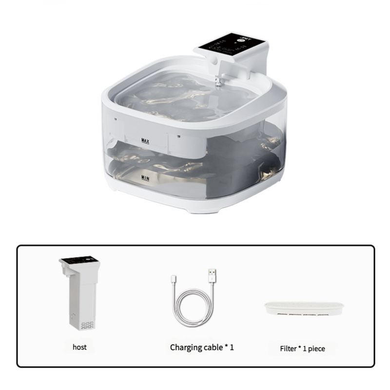 V888-ELOSUNG10103-204421-00 4.5L Smart Pet Water Fountain with Digital Display and Charging Cable – White Design - Image 1