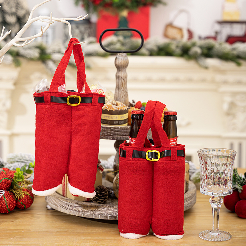 V888-ELOSUNG10358-204632-00 6pcs Small one Christmas Decoration Supplies, Christmas Pants, Gift Bags, Small Pants Candy Bags, Tote Bags, Wine Bottle Sets, Coke Bags - Image 1