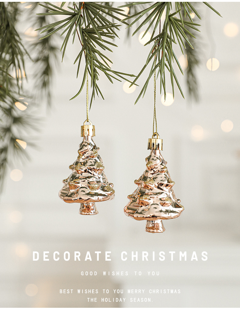 V888-ELOSUNG10499-204680-00 Set of 10 Christmas Ornaments -Gold & Rose Gold Holiday Tree Decorations - Image 1