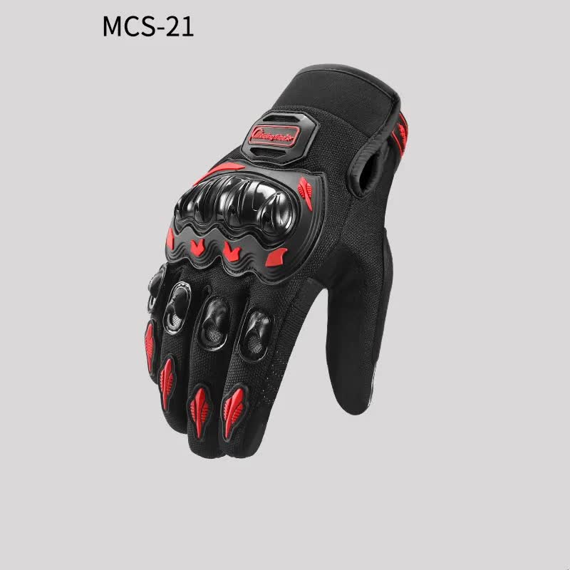 V888-ELOSUNG10568-205771-00 High-Performance Motorcycle Riding Gloves with Hard Knuckle Protection - Anti-Slip, Touchscreen Compatible, Neon Accents (Red,XL size) - Image 1