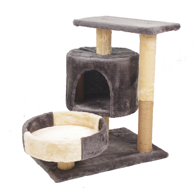 V888-ELOSUNG10681-205698-00 A Cat's Dream Paradise: Natural Solid Wood Cat Climbing Frame 50*33*53CM - Image 1