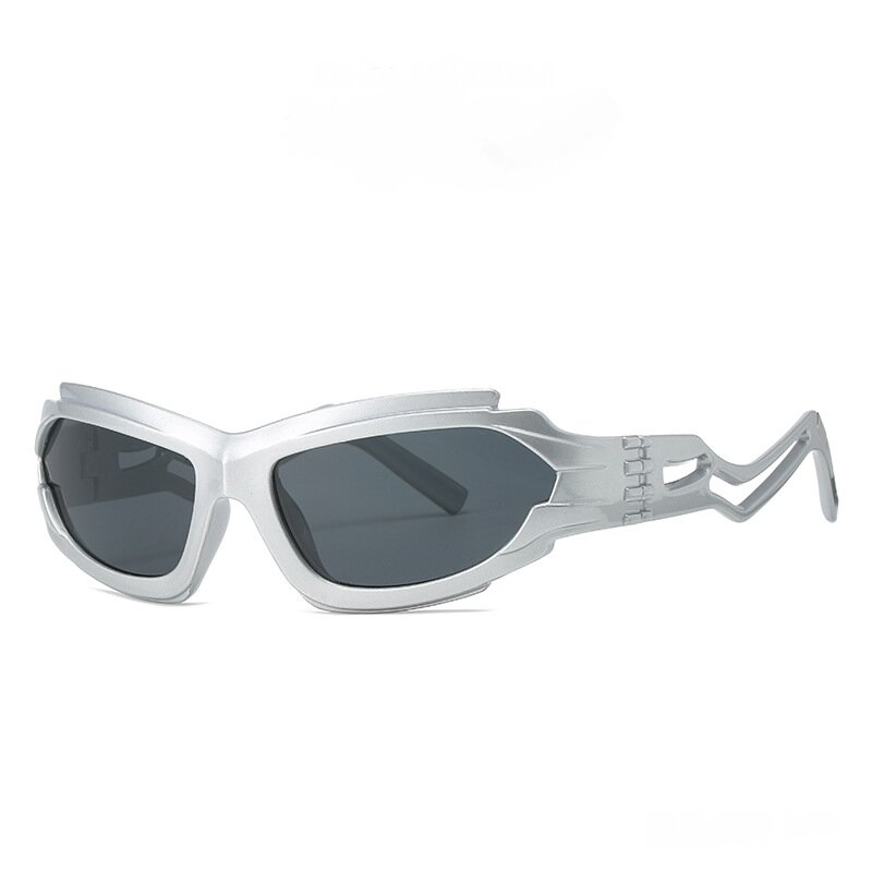 V888-ELOSUNG10725-205733-00 Futuristic Sports Wrap Man Sunglasses - Bold Silvery Frames with UV Protection - Image 1