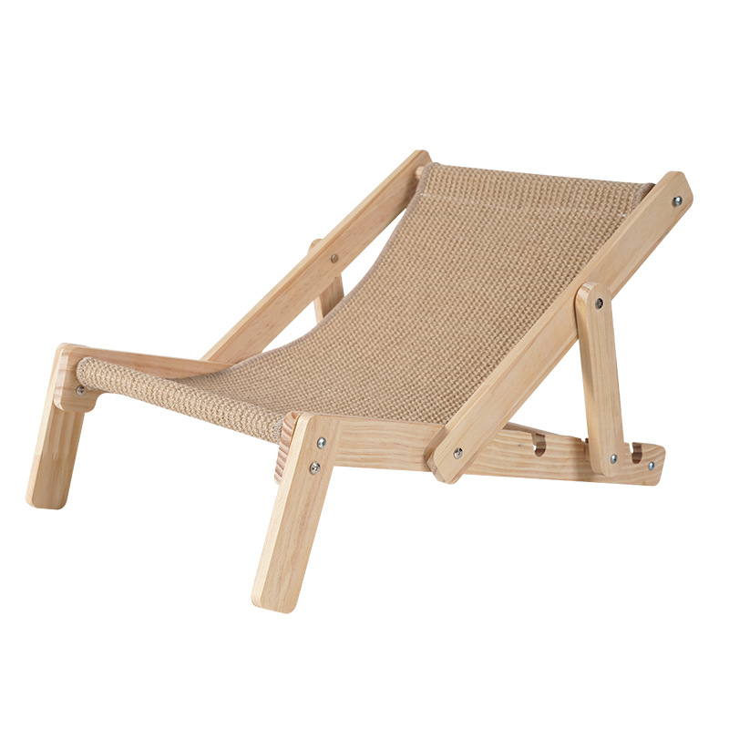 V888-ELOSUNG10733-205928-00 Adjustable Wooden Cat Lounge Chair - Comfortable Woven Hammock for Cats - Image 1