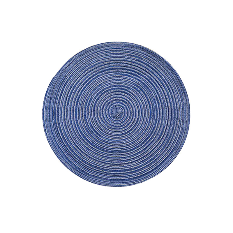 V888-ELOSUNG10742-205619-00 Round Woven Placemats -Colorful Braided Table Mats for Dining & Home Decor 11cm 10pcs Blue - Image 1