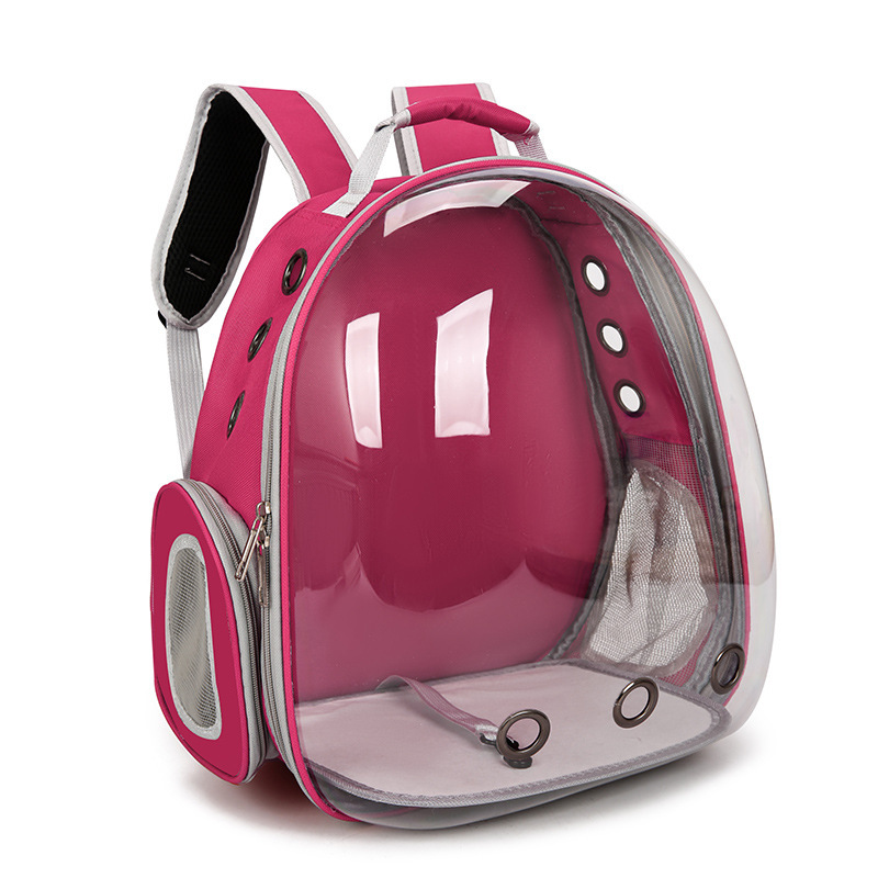 V888-ELOSUNG10806-205650-00 Rose Red Pet Carrier Backpack with Transparent Window 33*18*42cm - Image 1
