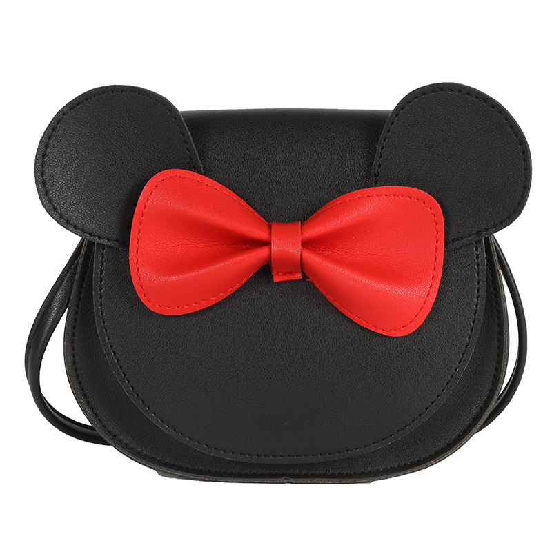 V888-ELOSUNG10870-205875-00 Adorable Bow Bear Crossbody Bag for Kids - Black Small Shoulder Bag 13*13*5cm - Image 1