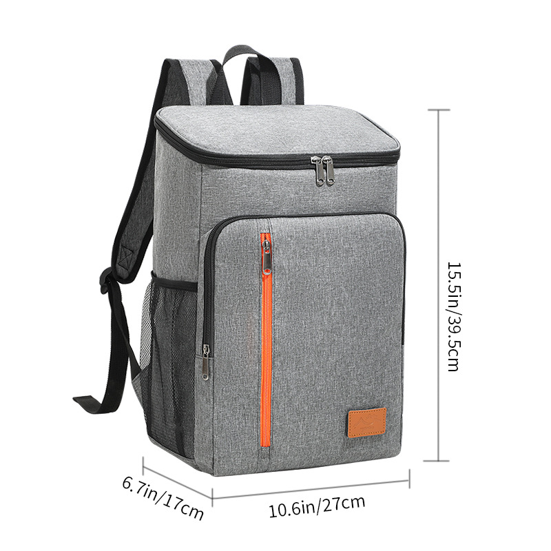V888-ELOSUNG10906-205959-00 Insulated Cooler Backpack- Stylish Portable Fresh-keeping Picnic Outdoor Backpack and Travel Bag 18L (Gray) - Image 1