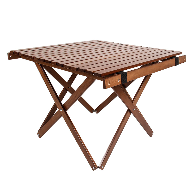 V888-ELOSUNG1102-202533-00 Portable Wooden Folding Table - Compact Outdoor Camping & Picnic Table - Log coloured - Image 1