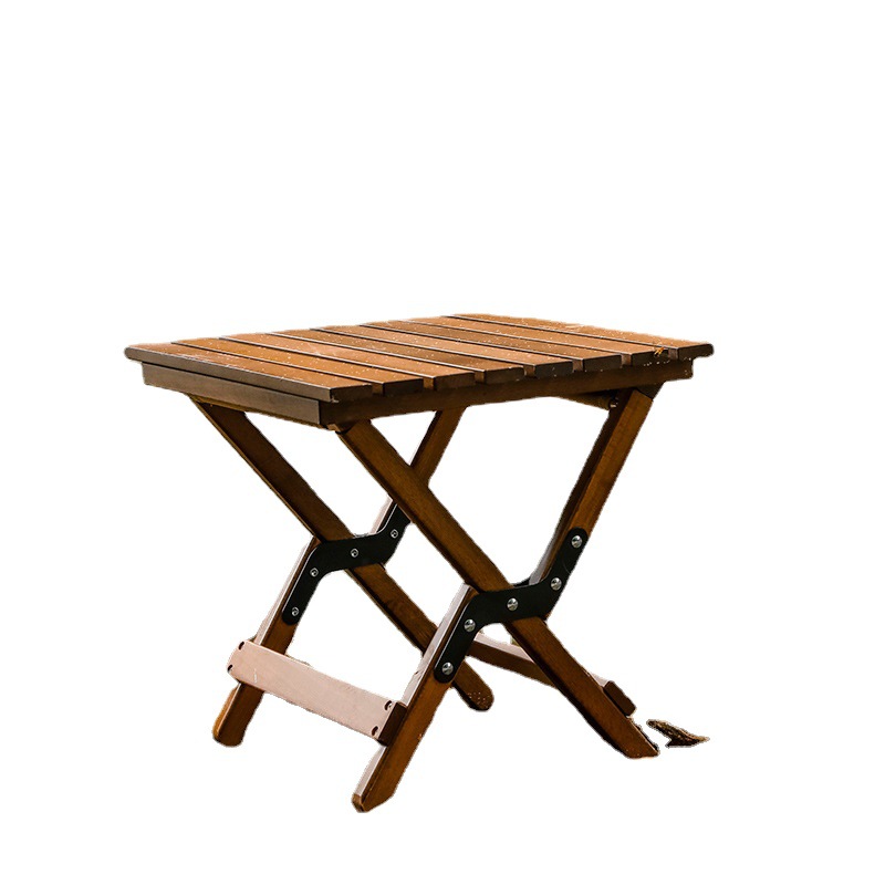 V888-ELOSUNG1110-202532-00 Dual-Purpose Wooden Folding Stool - Walnut Finish, 150kg Weight Capacity 40x33.5x35.5cm - Image 1