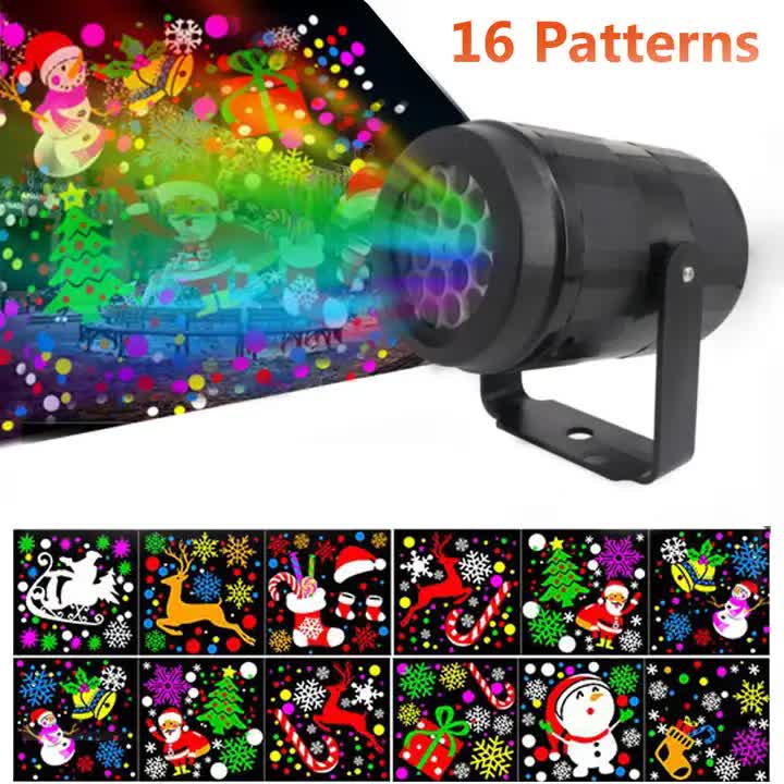 V888-ELOSUNG11182-208611-00 Indoor Snowstorm Projector Light - 16 Pattern Rotating LED Christmas Projection Lamp for Festive Decor - Image 1