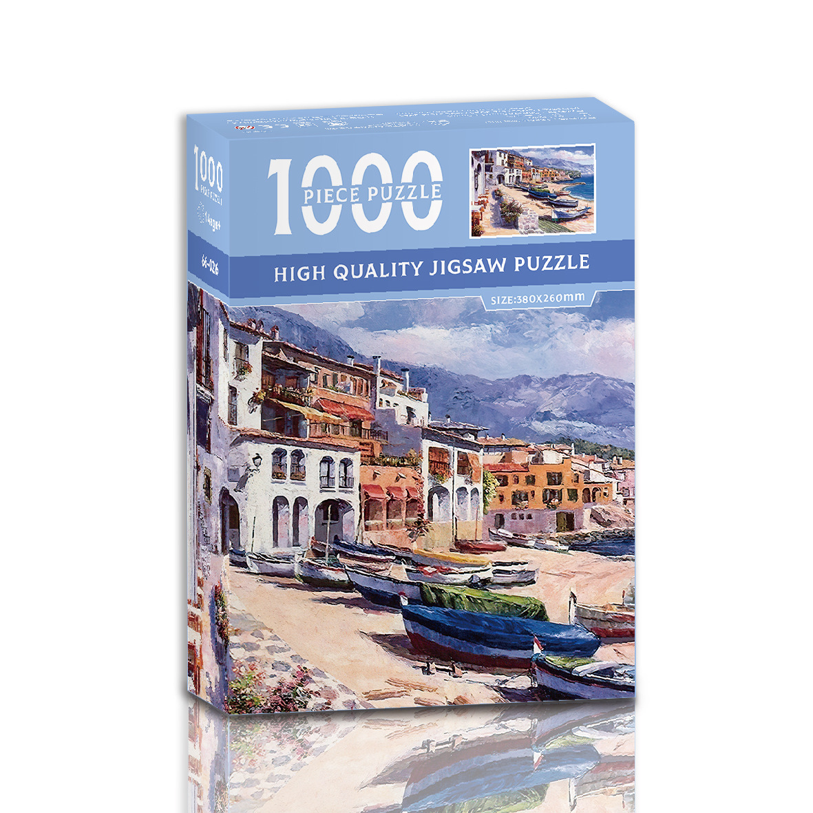 V888-ELOSUNG11188-208616-00 1000-Piece High-Quality Jigsaw Puzzle - Coastal Village Scene - Image 1