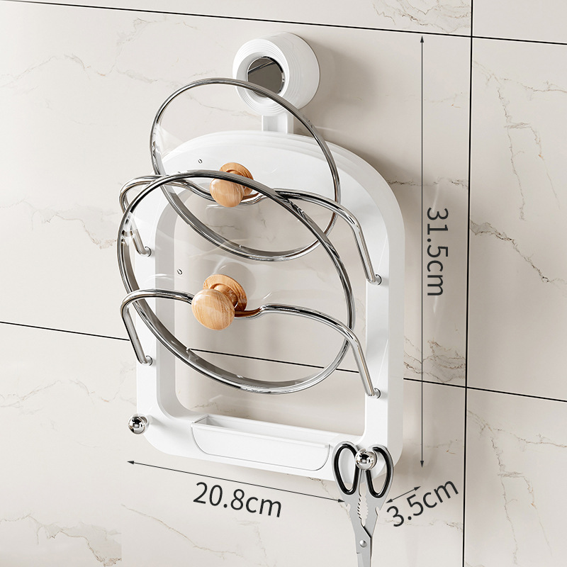 V888-ELOSUNG11231-208649-00 Wall-Mounted Pot Lid Organizer Rack - Kitchen Storage Holder with Adhesive Mount (31.5 x 20.8 x 3.5 cm) - Image 1