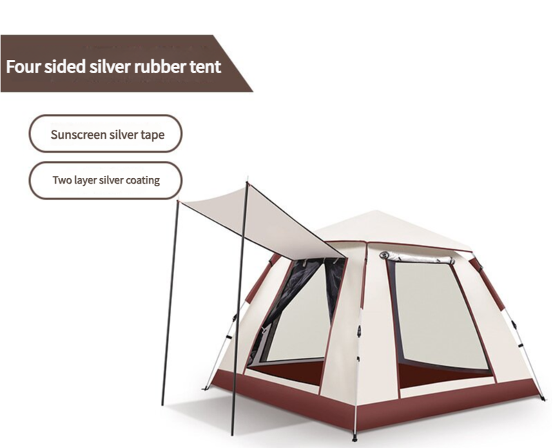 V888-ELOSUNG11289-208894-00 5-8 Person Square Camping Tent | Double-Layer Silver Coated Waterproof Shelter with Awning (240*240*155cm) - Image 1