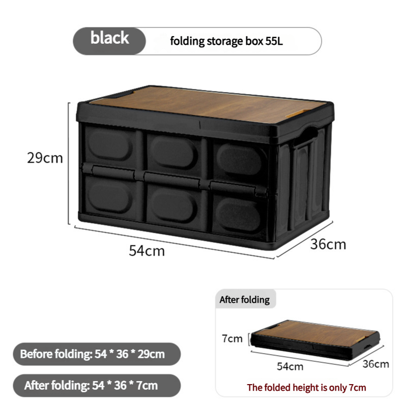 V888-ELOSUNG11302-209176-00 54*36*29 cm Collapsible Black Outdoor Storage Box | Large Capacity, Foldable to 7cm, Durable Design - Image 1