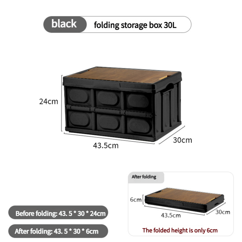 V888-ELOSUNG11303-209177-00 43.5*30*24 cm Collapsible Black Outdoor Storage Box | Large Capacity, Foldable to 6cm, Durable Design - Image 1