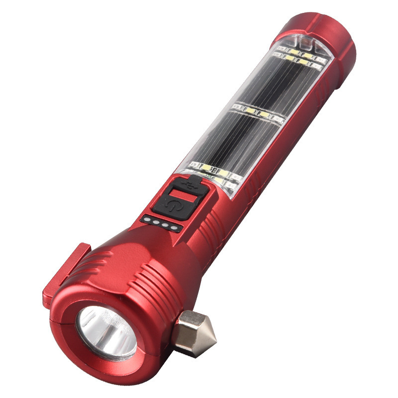 V888-ELOSUNG11304-209178-00 Multi-Functional Safety Flashlight– Rechargeable Waterproof Emergency Torch with USB Charging, High-Lumen for Outdoor and Survival Use (Red) - Image 1