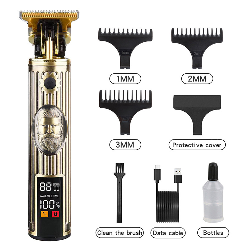 V888-ELOSUNG11356-209318-00 Professional Vintage Beard Design Hair Trimmer - Digital Display Cordless Trimmer with Adjustable Guards and USB Charging - Image 1
