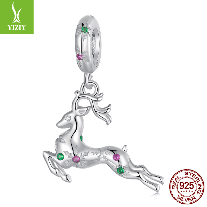 V888-ELOSUNG11385-209374-00 Sterling Silver Christmas Snowman Charm - Festive Christmas Pendant with Colorful Accents(weighs approximately 2g) - Image 1