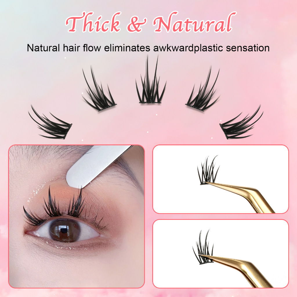 V888-ELOSUNG11410-209648-00 6 set Different sizes Natural Segment Cluster Eyelashes - Ultra-Thin Invisible Band, Perfect for Beginners, DIY Lash Extension - Image 1