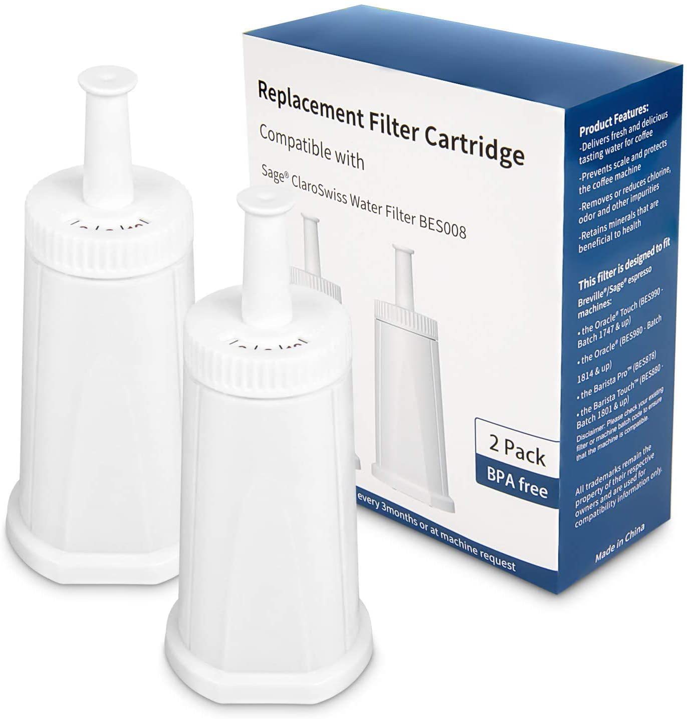 V888-ELOSUNG11467-210112-00 Breville BES008 Replacement Coffee Machine Filter – Water Descaling, Deodorizing & Purification Filter (2-Pack) - Image 1