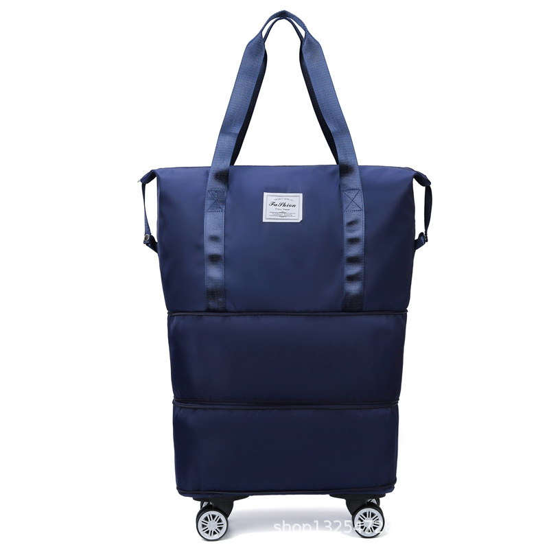 V888-ELOSUNG11533-209454-00 Dark Blue Large Capacity Foldable Travel Bags with Wheels - Lightweight Waterproof Duffel Totes - Image 1
