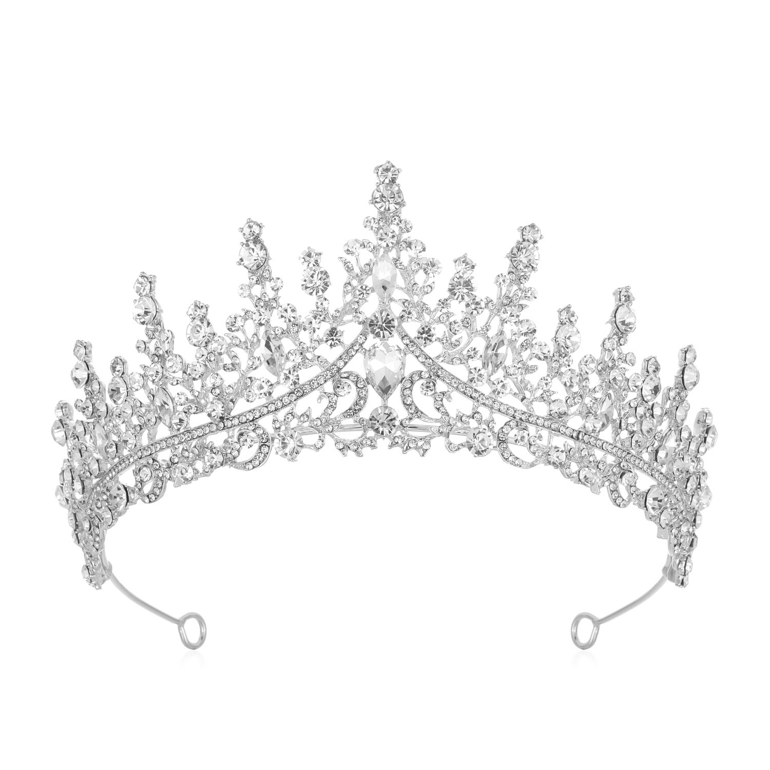 V888-ELOSUNG11704-209772-00 Luxury Full Rhinestone Bridal Tiara - Elegant Alloy Crown Hairband with 3A Grade Crystals Silver - Image 1